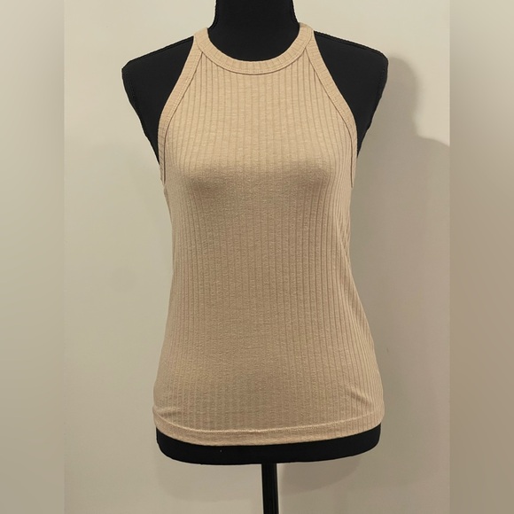 Design‎ Lab M Elegant Tan Ribbed Sleeveless Top with Stretch 401 - Picture 1 of 8